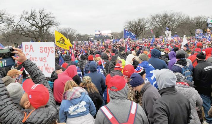 A VIEW OF THE CROWD gathered at Ellipse Park in Washington D.C. for the Save America Rally on January 6.