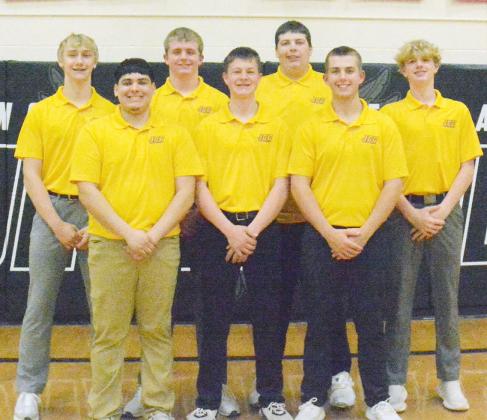 JCC BOYS GOLF RETURNING LETTERWINNERS are, from the left: Back Row - Wes Swanson, Keegan Jones, Kayden Badertscher, Jack Waring; Front Row - Sergio Valles, Gabe Burki, and Isaac Beethe. Not Pictured: Cam Lowther.